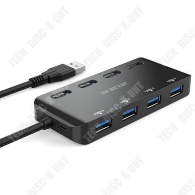 USB Gris - Adaptateur de répartiteur USB Multi Type C 4 ports HUB 3.0 PC  accessoires portables pour HUAWEI Ma - Cdiscount Informatique