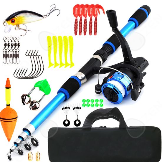 Canne à Pêche Télescopique Avec Moulinet - Légère, Portable - Kit Complet Pour Débutants Et Pêcheurs