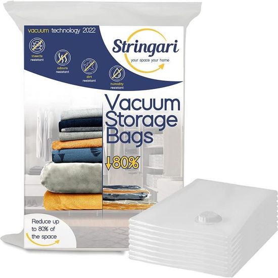 Lot De 6 Sacs Sous Vide Réutilisables 60x40 Cm – Pour Vêtements, Couettes, Voyage | Économie D'Espace Jusqu'à 80%