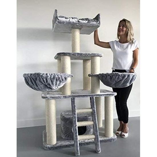 Arbre à chat géant grand chat XXL Panther Gris clair 62KG pour gros chats Produit de qualité