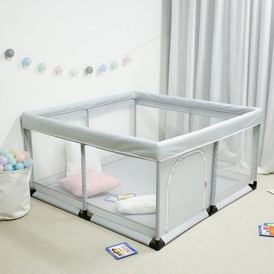 Parc Bebe 125x125cm Gris Cdiscount Puericulture Eveil Bebe
