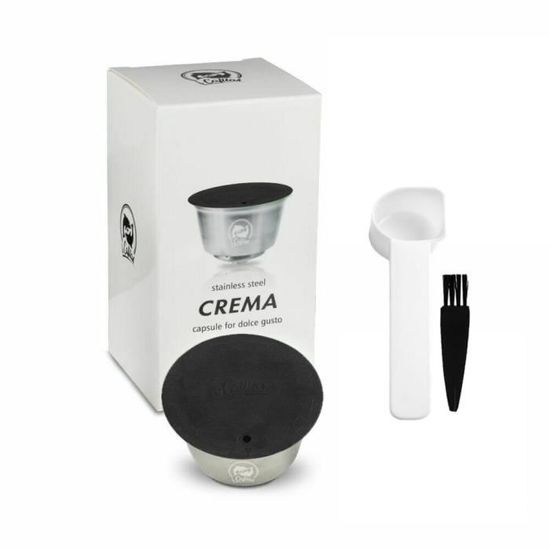 Capsule Café Réutilisable Acier Inox Grande Capacité – Filtre Compatible Machine + Coffret 3 Capsules, Cuillère & 3 Pinceaux Chrome