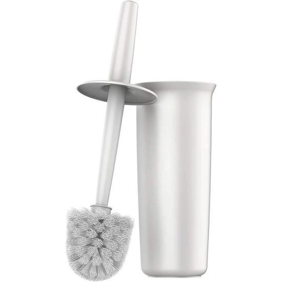 MSV - Brosse Wc Avec Support MDF & Inox LINGGA Décor Blanc MSV