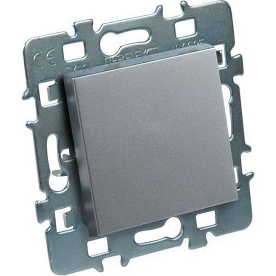 Mecanismo Doble Pulsador Casual De Aluminio - Para Instalación Empotrada, 48x48mm - Incluye Base Y Soporte Metálico