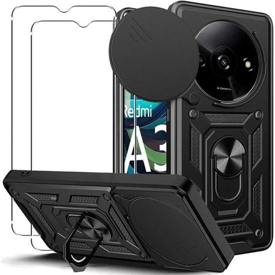 Coque + 2 Verres Trempés Pour Xiaomi 12 Pro - Protection Rigide, Support Caméra, Noir