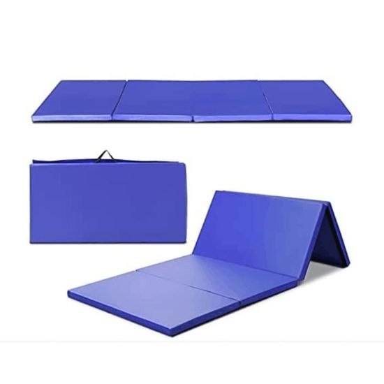 Tapis de Gymnastique Pliable 300x100x10cm avec 2 Poignées,Noir Rose, en