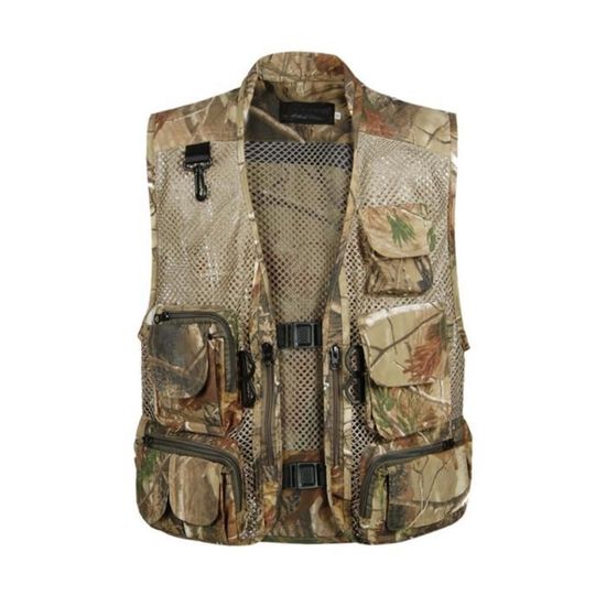 Gilet De Pêche Field & Stream – Taille L – Vert Tarmac – Dos Maille Et Multipoches