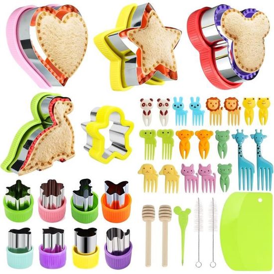 Lot De 4 Emporte-Pièces Enfants TNSLAND - Dinosaure, Éléphant, Dauphin, Puzzle - Pour Sandwichs, Fruits, Biscuits - 13