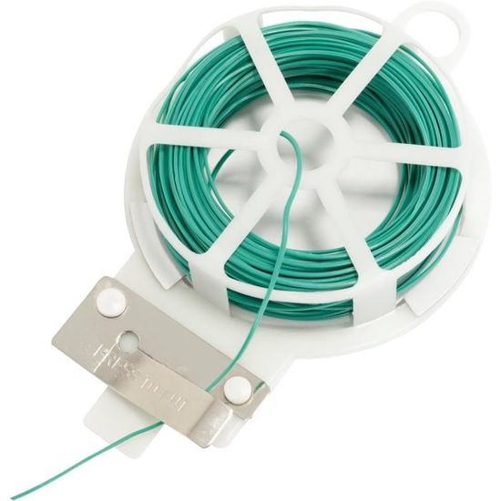 COCOMAX Fil De Fer Jardin 100m Vert Avec Cutter - Fil Souple Caoutchouté Pour Plantes Grimpantes Et Bricolage | Bobine Pratique