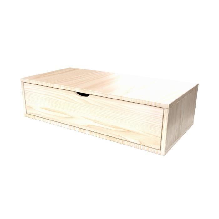 Cube de rangement longueur 100 cm + tiroir - Couleur - Vernis Naturel