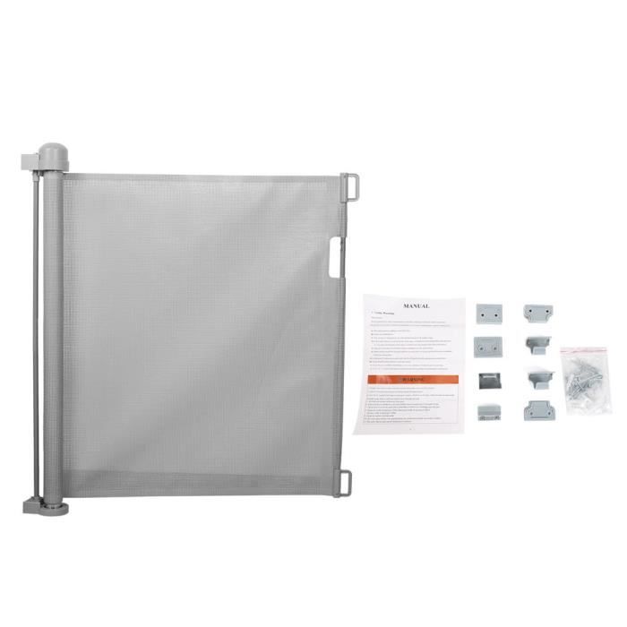 Akozon Porte de bébé Barrière de Bébé Rétractable Automatique Porte d'Escalier de Sécurité pour Bébé/Chien/Escalier(Gris )