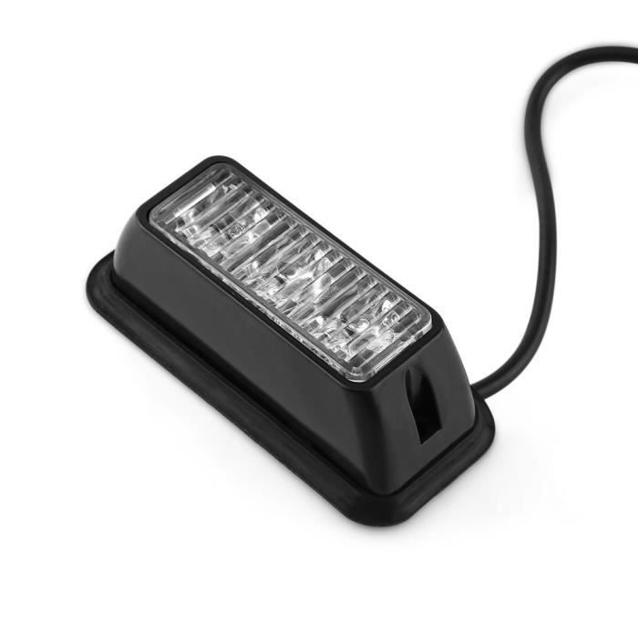 Feu flash 3 LED de voiture/ camion d'urgence stroboscopique avertissement indicateur - blanc
