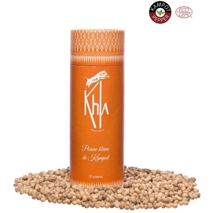 KHLA - Poivre Blanc de Kampot Premium IGP - 120g - Poivre en Grains