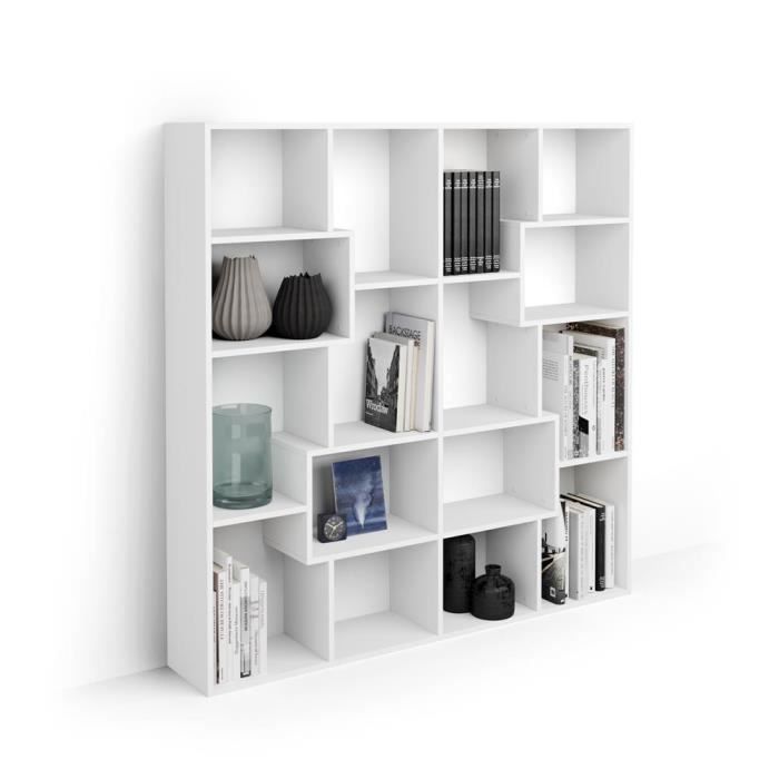 Mobili Fiver, Bibliothèque S Iacopo (160,8 x 158,2 cm), Frêne Blanc, Mélaminé, Made in Italy