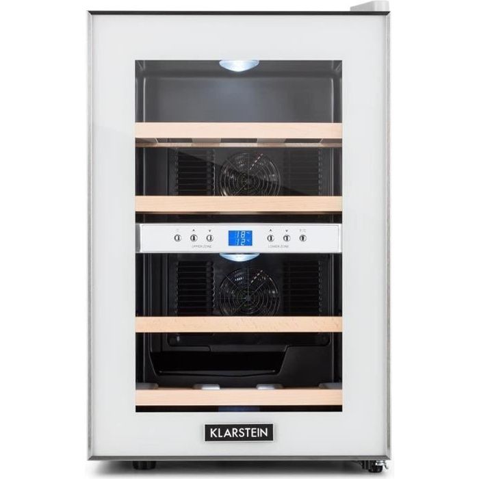 CAVE A VIN Klarstein Reserva - Cave à vin, 2 zones programmables, 12 bouteilles de vin, Capacité de 34 litres, R19