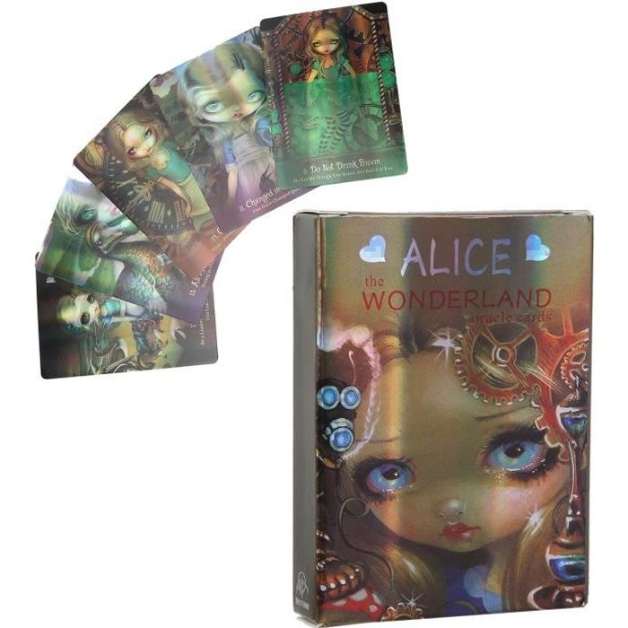 Alice La pays des merveilles Oracle Cartes pour Débutants - 45 pièces Hologramme Papier Sort Divination Tarot - Fête Avenir HB052