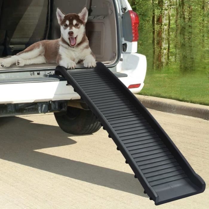 Rampe de voiture pliable pour chiens Noir 155,5x40x15,5 cm HB000