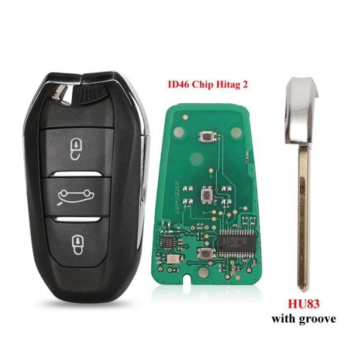 Taille -HU83 ID46 Touche complète clé télécommande 433MHz, 4a, transpondeur id46-pcf7945, pour voiture citroën C4, C4L, DS4, DS5,