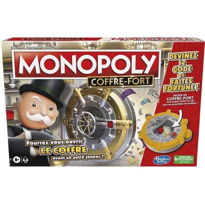 Monopoly Coffre-fort, jeu de plateau pour la famille et les enfants, 2 à 6 joueurs, dès 8 ans, inclut un coffre-fort