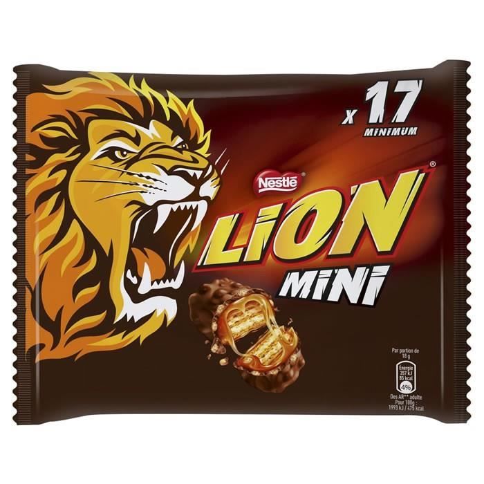 LOT DE 9 - LION : Mini - Barres chocolatées au caramel et céréales 17 x 20.5 g