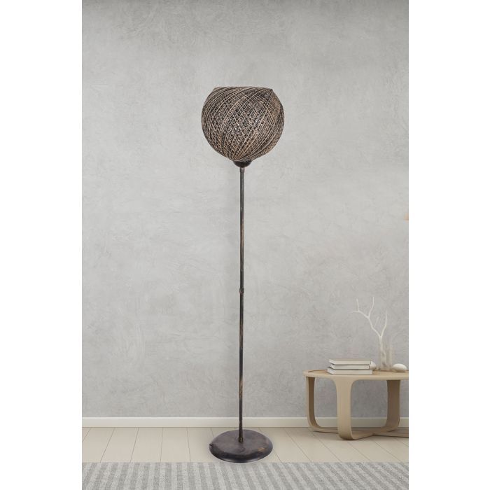 Lampadaire Willow H140cm Métal et Jute Noir et Or antique