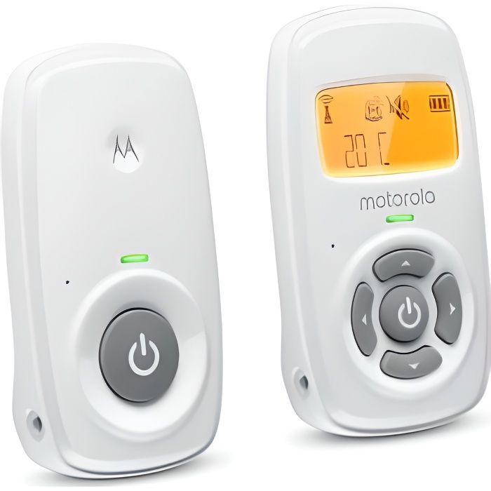 Motorola MBP 24 Babyphone Audio - Affichage rétro éclairé - Température Ambiante - 300 Mètres - Microphone à Haute Sensibilité