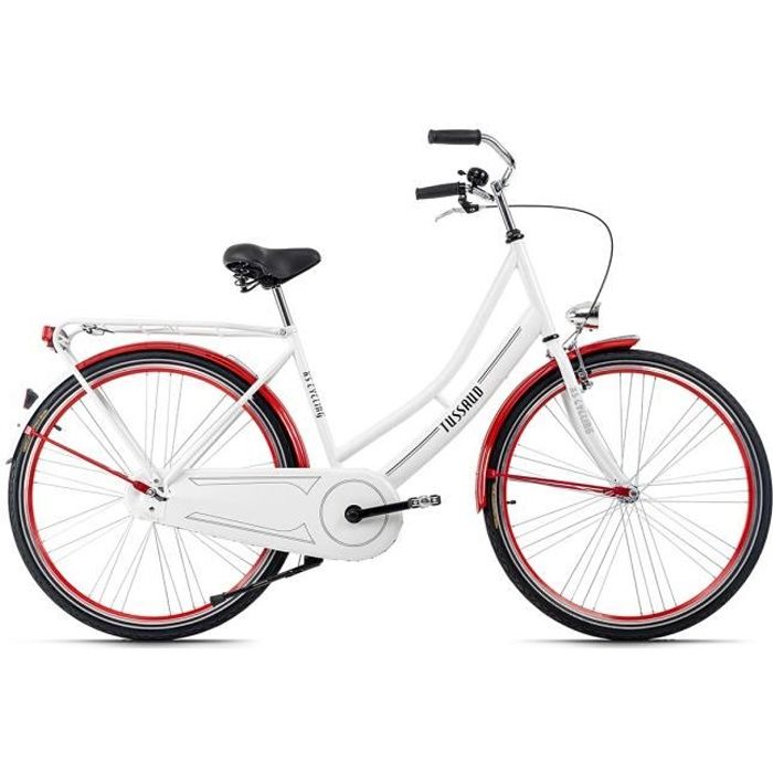 Vélo hollandais dame 28'' Tussaud blanc-rouge TC 49 cm KS Cycling