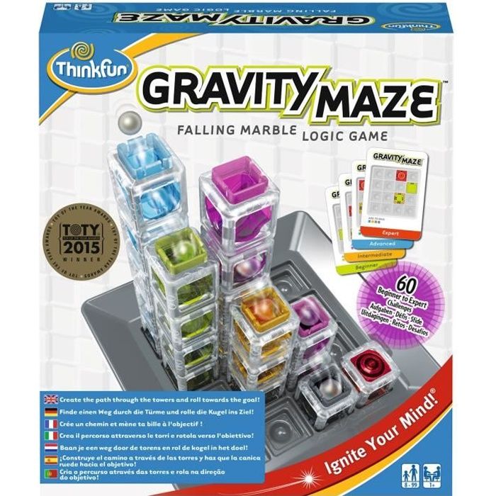 GRAVITY MAZE Jeu de casse-tête Ravensburger - 60 cartes Défis-Solutions - 1 joueur et plus - 8 ans et +