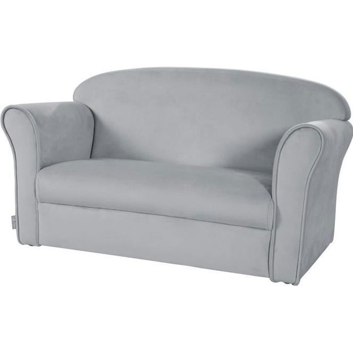 ROBA Canapé enfant -Lil Sofa- avec accoudoirs, confortable, recouvert de velours gris