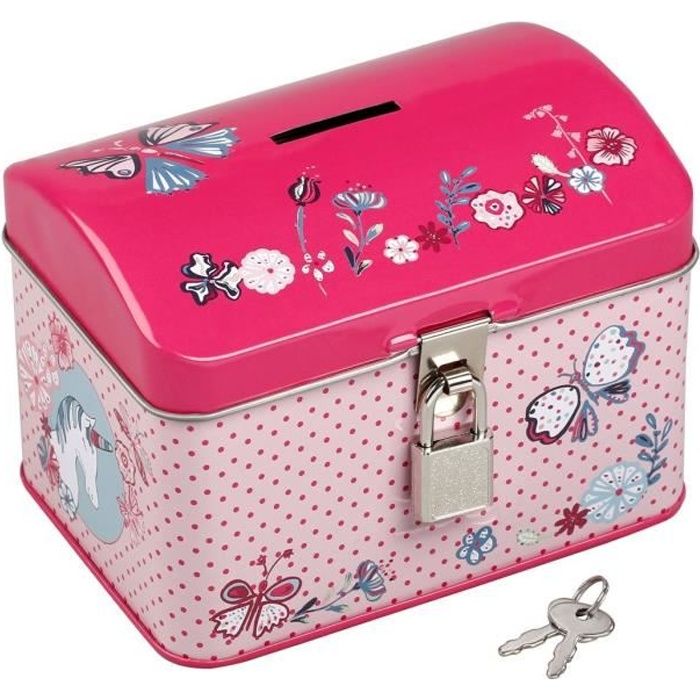 Viquel - Tirelire Enfant en métal - Fermeture cadenas - Collection Magic World - Rose