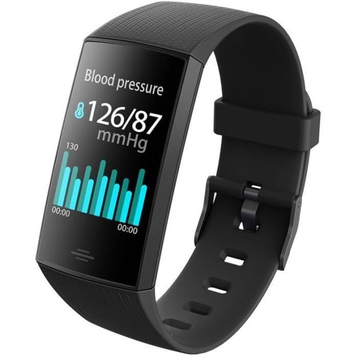 WEE'PLUG Bracelet connecté SB18+ - Multisports - Cardio au poignet - Bluetooth - Waterproof - Noir
