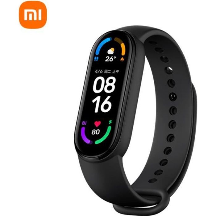 Xiaomi Mi Band 6 Noir version NFC 30 modes sportifs Détection de fréquence cardiaque 24h Bracelet intelligent étanche 50m