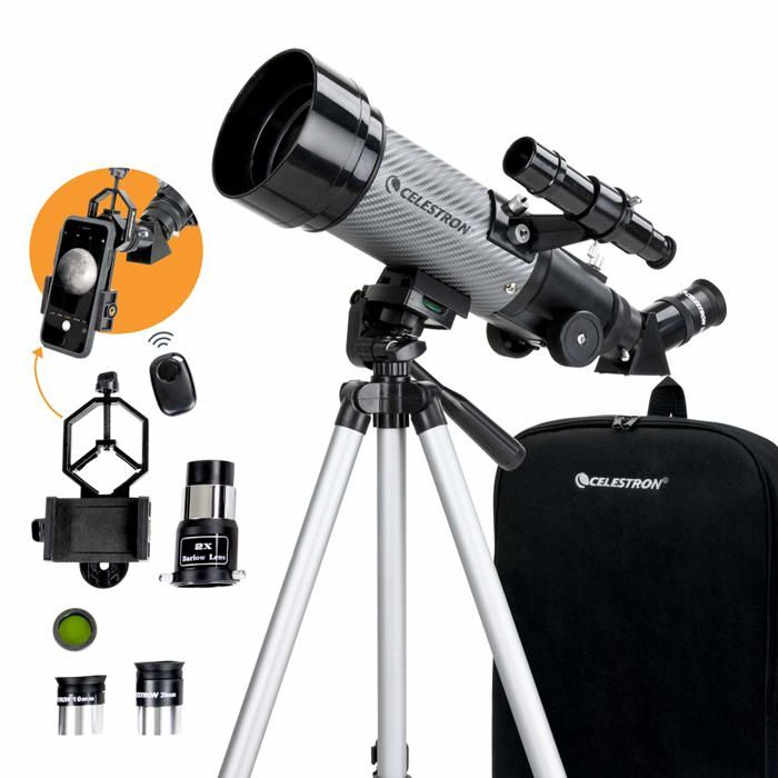 Celestron - 22035 - Travel Scope 70 DX Telescope Portable avec Adaptateur pour Smartphone et declencheur Bluetooth