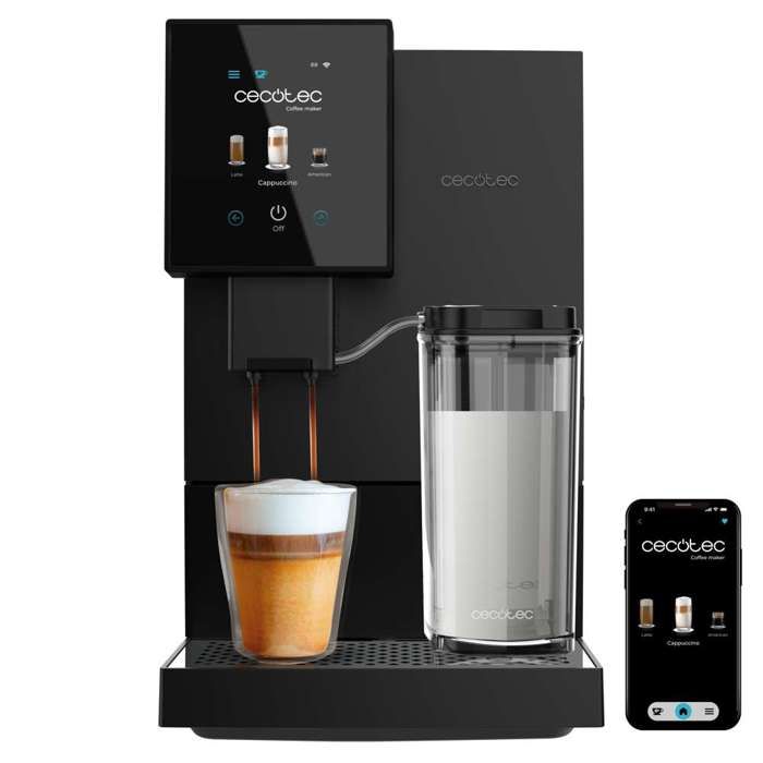 Cecotec Machine a Café Espresso Superautomatique Cremmaet Compactccino Connected. 19 Bars Thermoblock Écran TFT Wifi