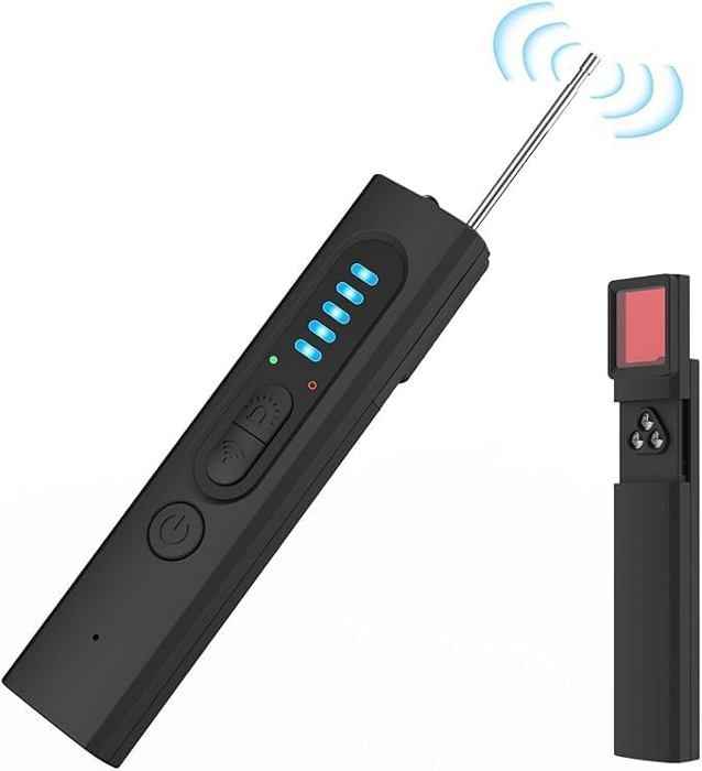 BEVECK Détecteur De Caméra Cachée 3 En 1 – Anti-Espionnage RF/Infrarouge/Magnétique, Protection Vie Privée (Noir)
