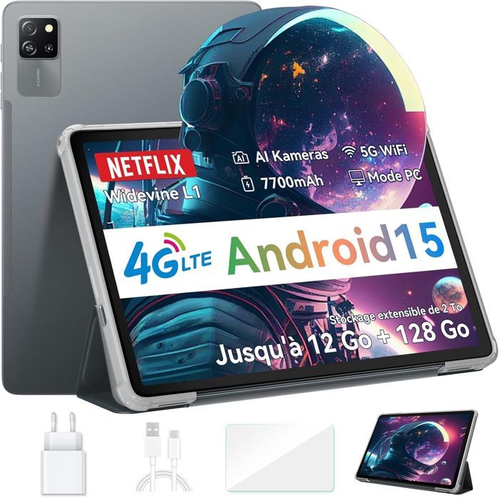 Blackview Tab 60 Pro Tablette Tactile 10.1 HD+ IPS Android 1412Go+128Go/SD 1 To5100mAh(10W) Wifi 5 Mode PC Dual SIM – Gris