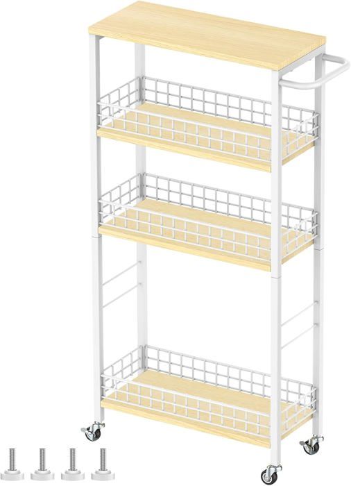 Chariot De Rangement Mobile 2 étages - Étagère Roulante Pour Cuisine, Salle De Bain, Bureau - 37x22x43,5 Cm