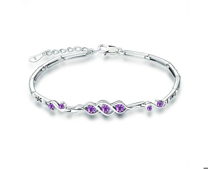 Bracelet Femme Plaqué Argent Mode Charmant Coeur Princesse Bijoux Fins