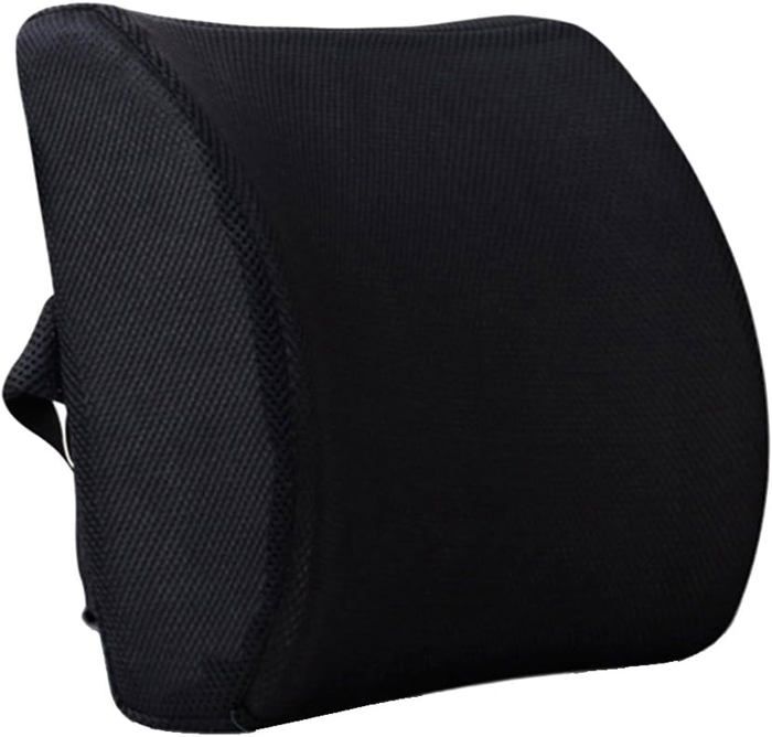 Coussin Lombaire à Sangle Réglable En Mousse à Mémoire De Forme Pour Chaise De Bureau Noir