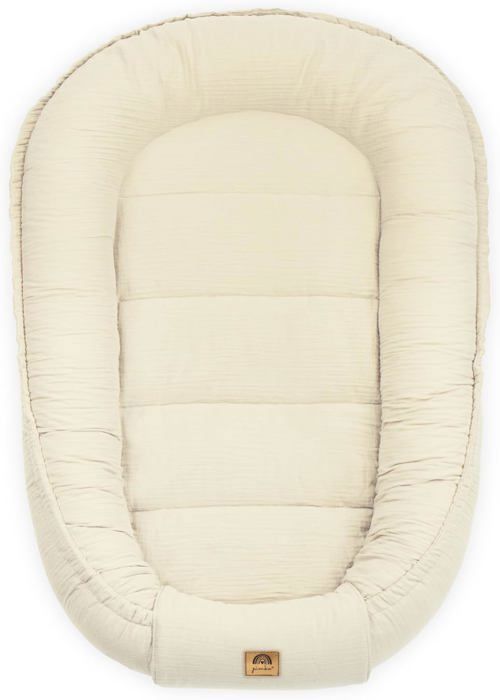PIMKO - Reducteur de Lit Bébé mousseline Cocon 100% Coton Nid de Bébés Nouveau-né avec Baby Nest - Vanille Beige