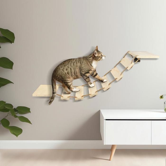 Comparer les prix de SUPFINE Cadre d'escalade pour Chat Mural, pont d'escalade pour Chat, en Bois, 32.5*15.5*85cm