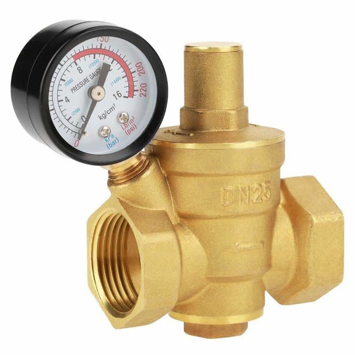 Réducteur De Pression D'eau Réglable En Laiton 3/4'' DN20 PN1.6 Avec Manomètre - Neuf