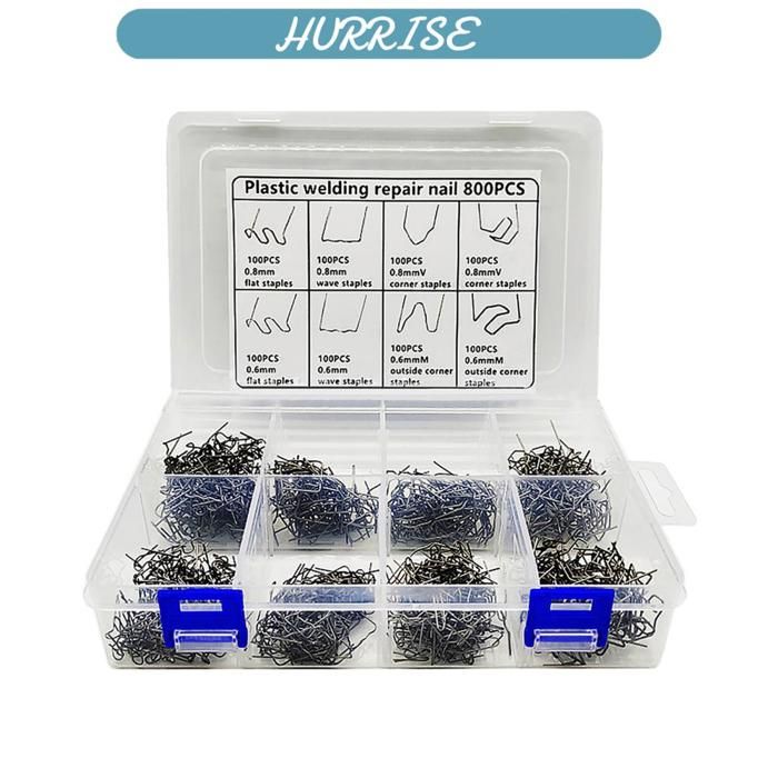 800 Pcs Agrafes Chaudes, Soudure Agrafe En Acier Inoxydable, 6 Types Baguettes De Soudage Agrafes Chaudes, Soudure Agrafe Plastique Pour RéParation De Pare-Chocs De Voiture, Soudage De Carrosserie