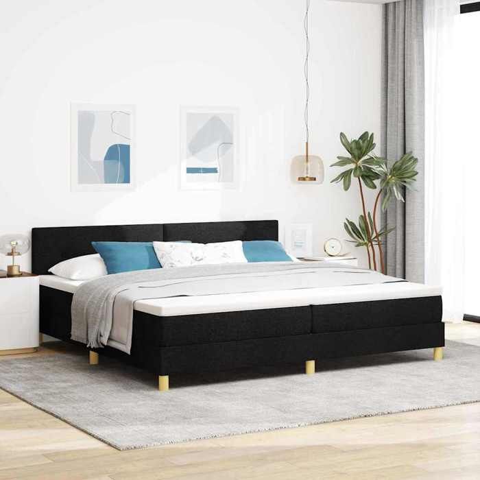 vidaXL Lit à ressorts avec coussin Noir 200 x 200 cm tissu 3338946