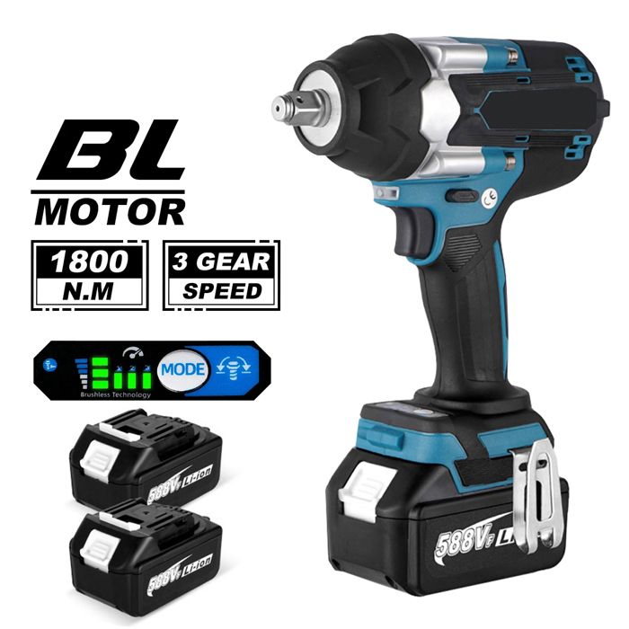 Clé À Chocs Électrique Sans Fil 1800N.m 1/2 Pouce Moteur Sans Balais Compatible Batterie Makita 18V 5 Vitesses 7700Ipm 7200Tpm