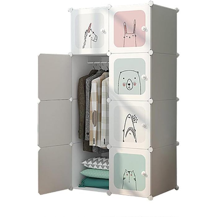 Armoire de Chambre - HOERFURIY - Modulaire en Plastique - 12 Cubes - Penderie Pliable - 145 cm