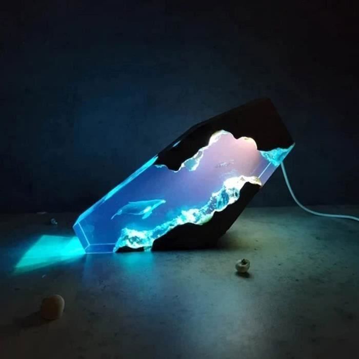 Veilleuse - HAOPYOU - Lampe 3D Baleine - Résine époxy - Éclairage LED - Design contemporain