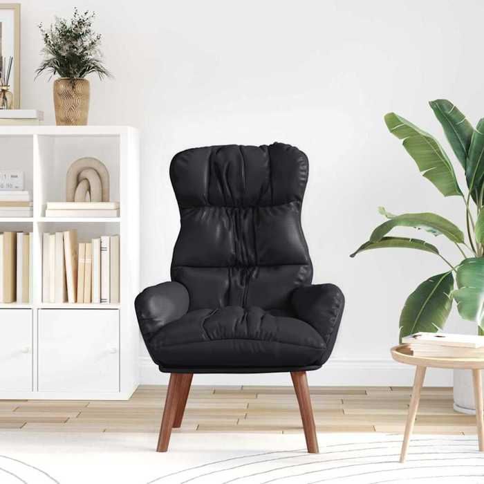 CLARENCE® Fauteuil simple - Chaise-Canapé - pour salon/chambre/bureau - Noir 69x74x93 cm Faux cuir LV5298