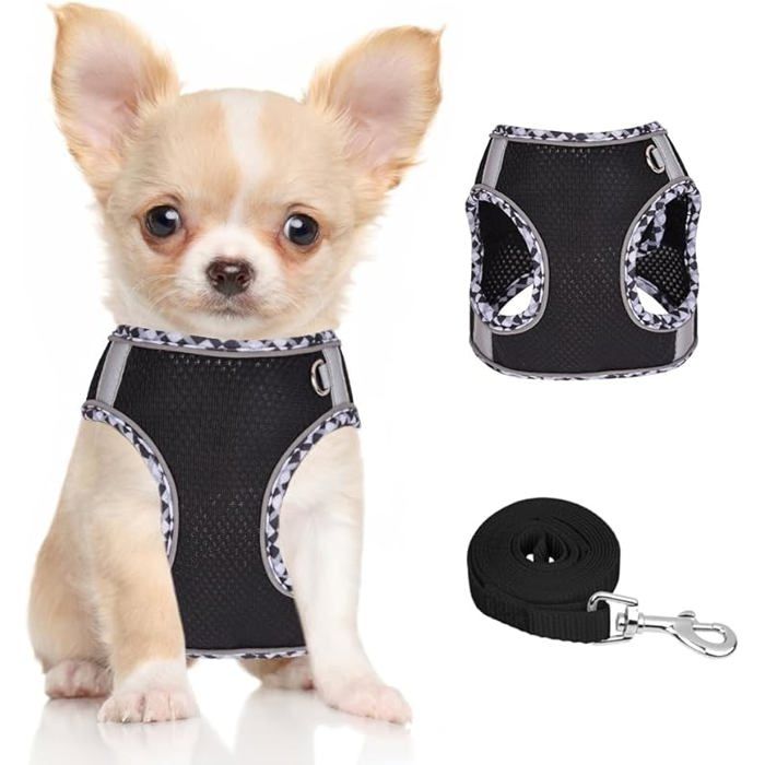 Comparer les prix de Harnais pour Chiens Petite Taille et Taille Moyenne Harnais et Laisse pour Chiots Harnais en Maille XXS#Noir HARNAIS ANIMAL