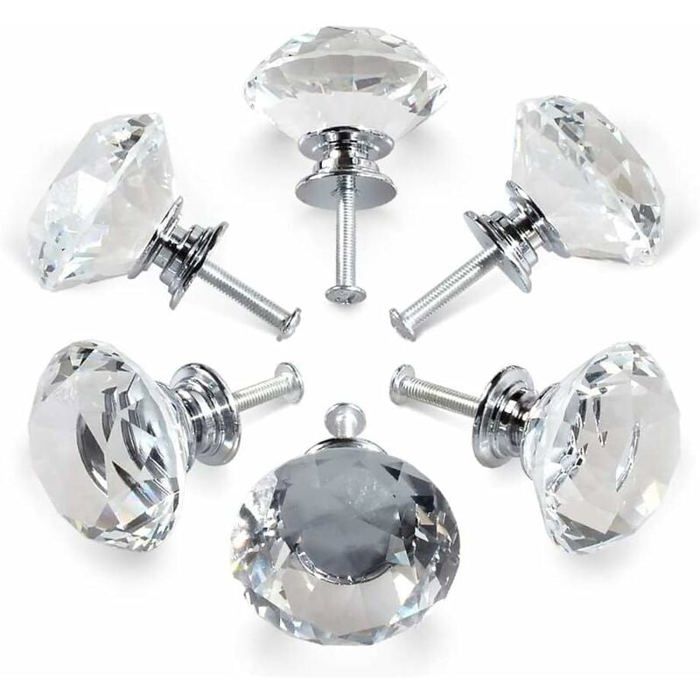 6 poignées en cristal poignées de porte de tiroir en cristal de 30 mm poignées de porte de cuisine en verre armoires et commode